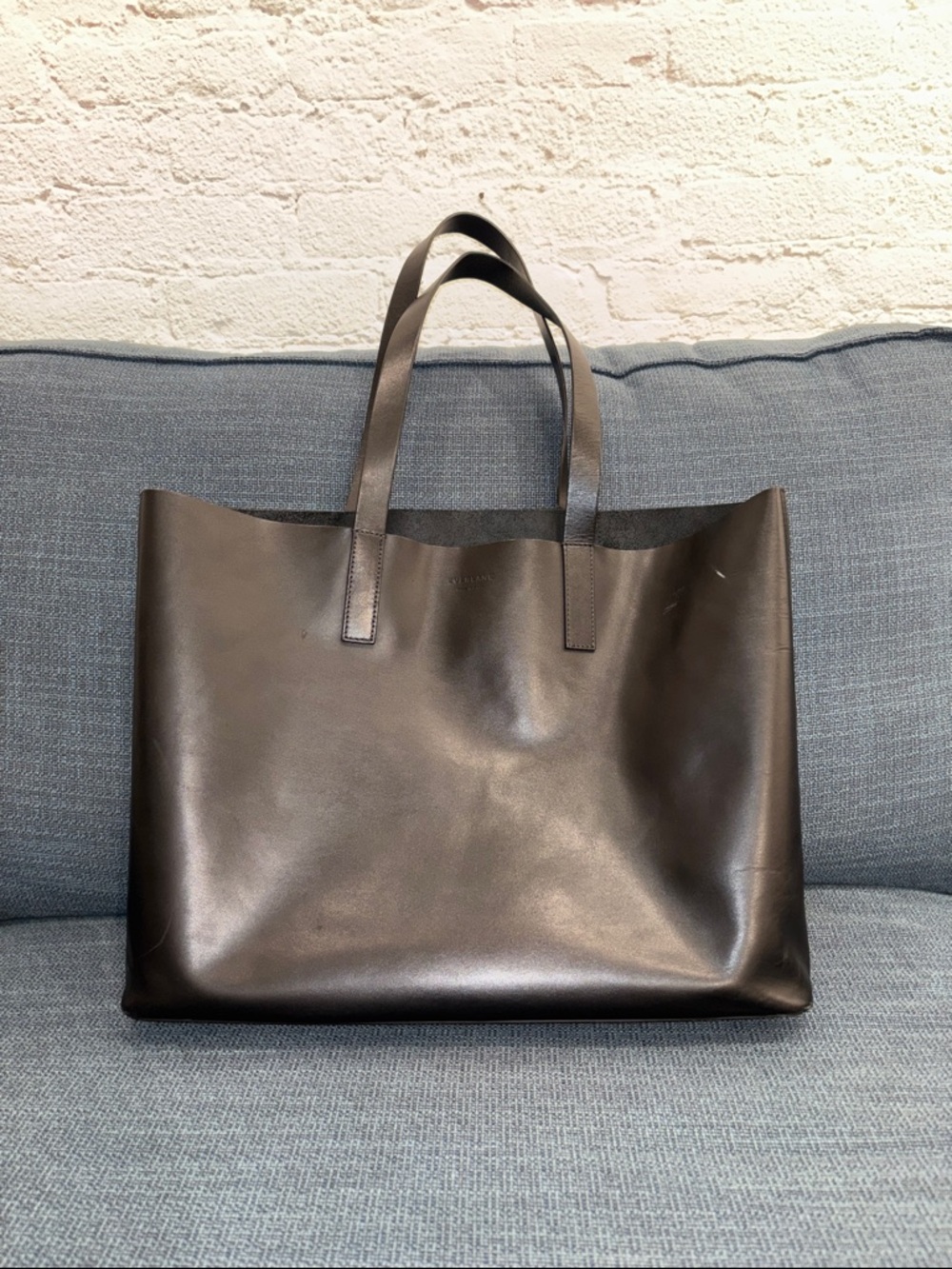 Everlane Black Leather Tote Bag